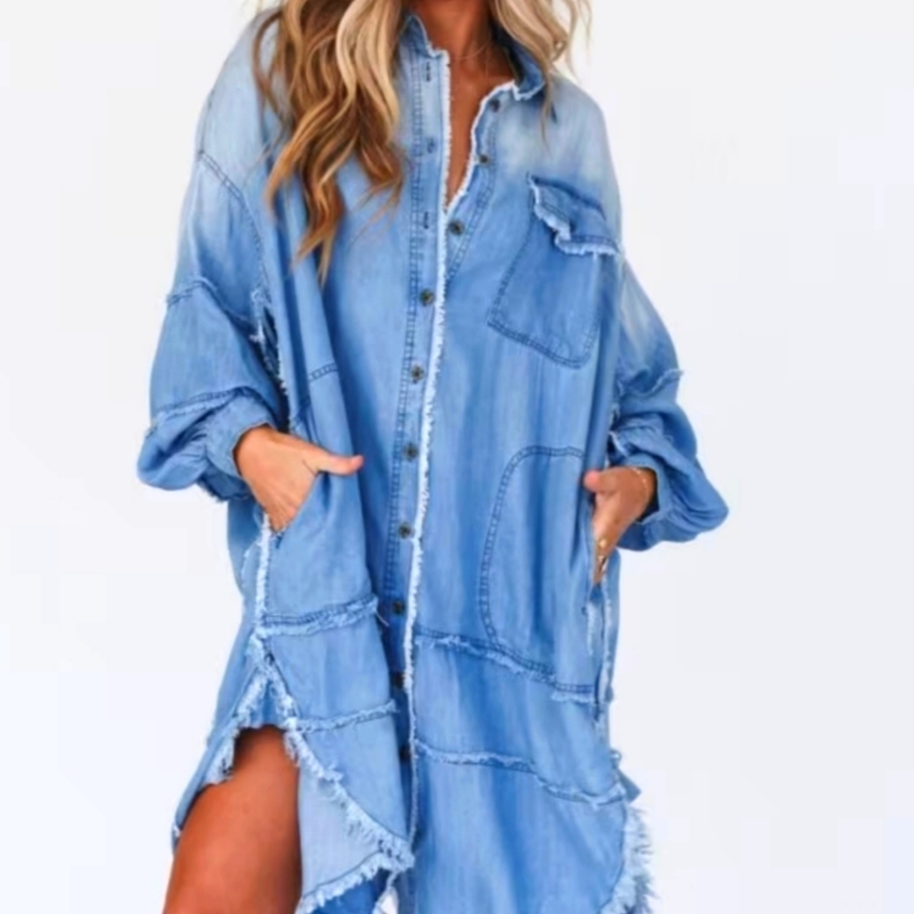 Three Bird Nest Ophelia Oversized Denim Dress EUC